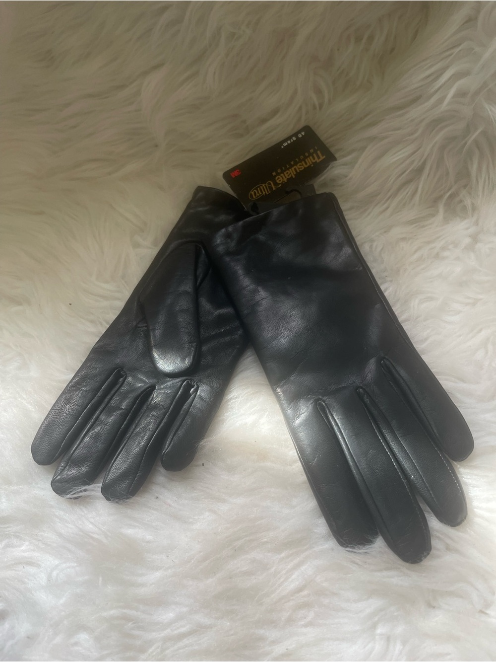 NWT 3M Thinsulate Women's Black Leather Insulated Gloves SZ 7/M